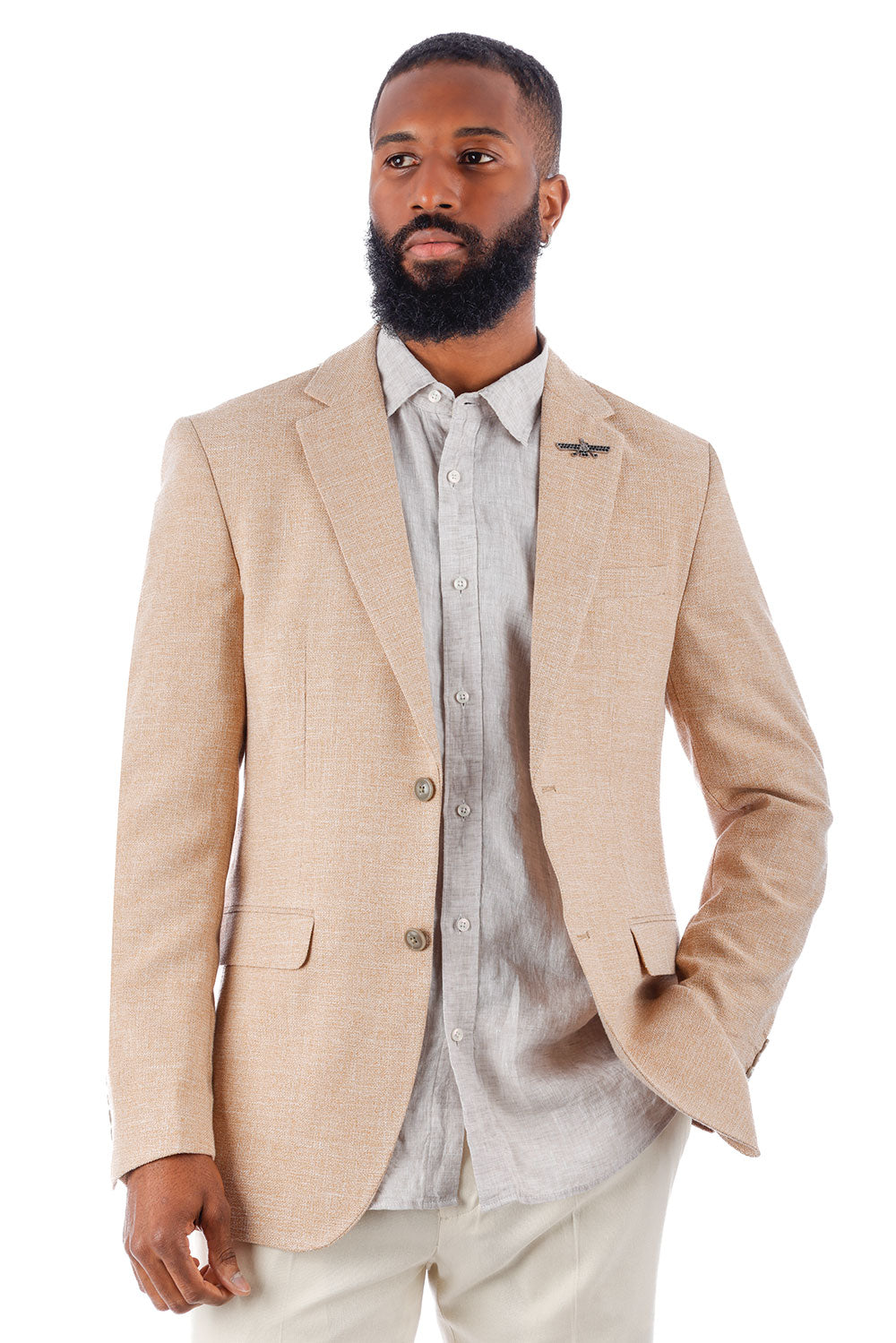 Barabas Men's Classic Tweed Pattern Notch Lapel Blazer 4BL30 Sand