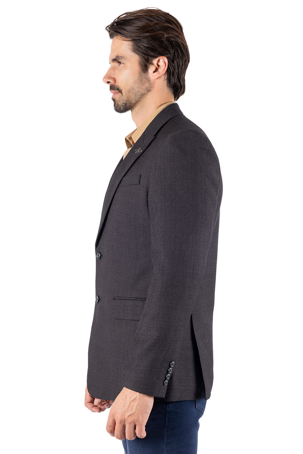 Barabas Men's Wool Fabric Matte Solid Peak Lapel Blazer 4BL31 Black