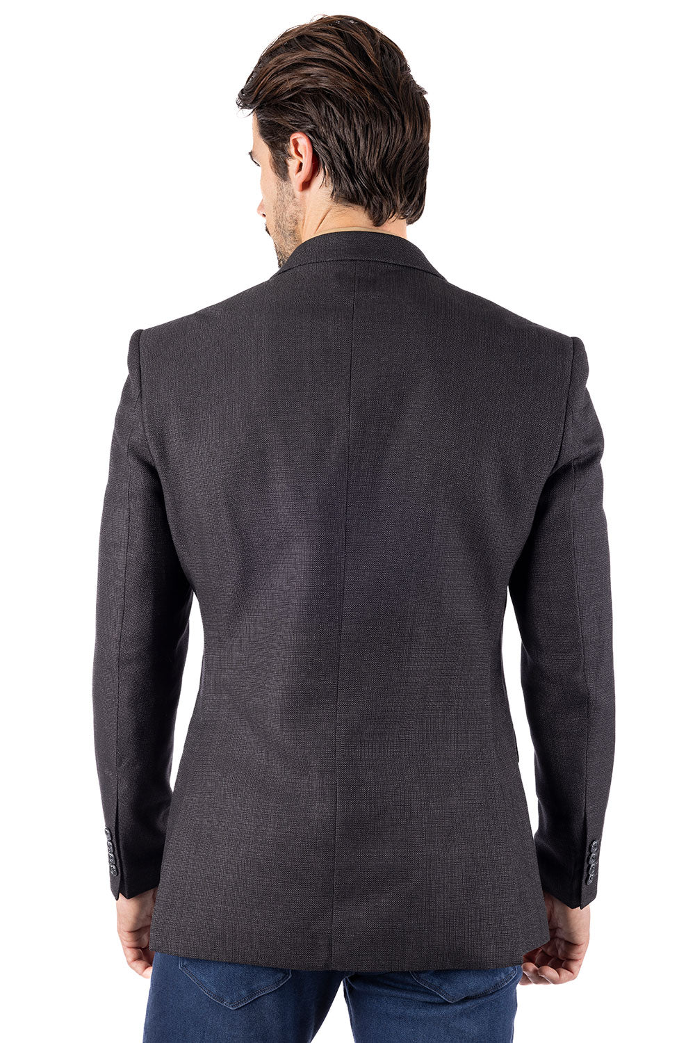 Barabas Men's Wool Fabric Matte Solid Peak Lapel Blazer 4BL31 Black