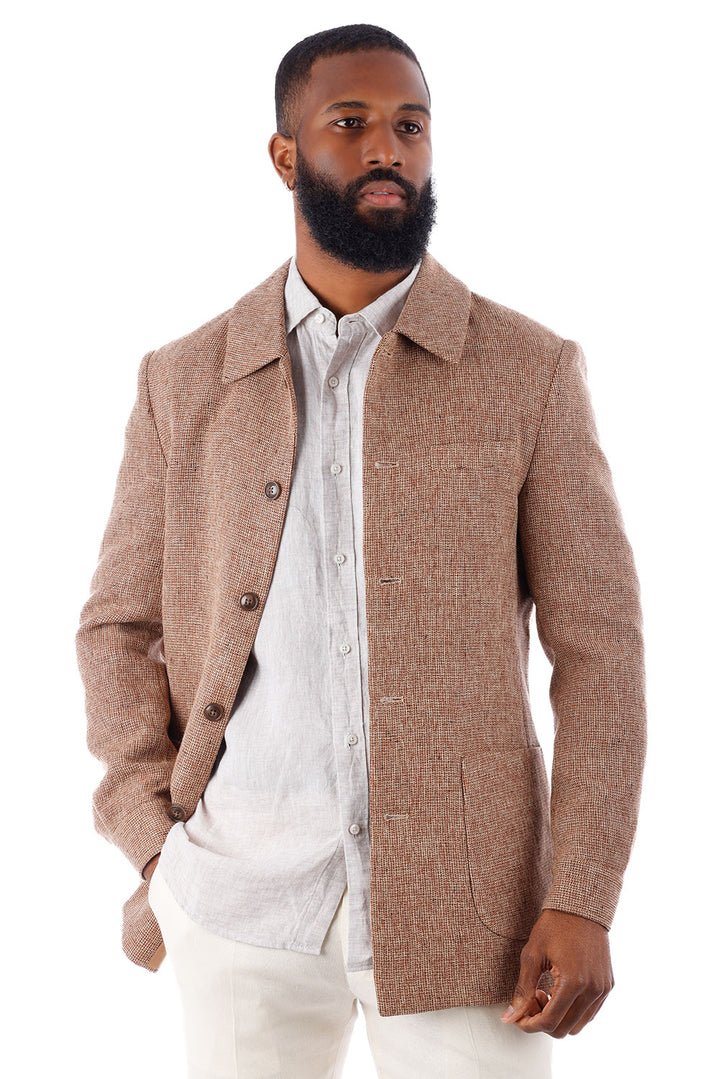 Barabas Men's Wool Texture Polo Collar Blazer 4BL33 Brown