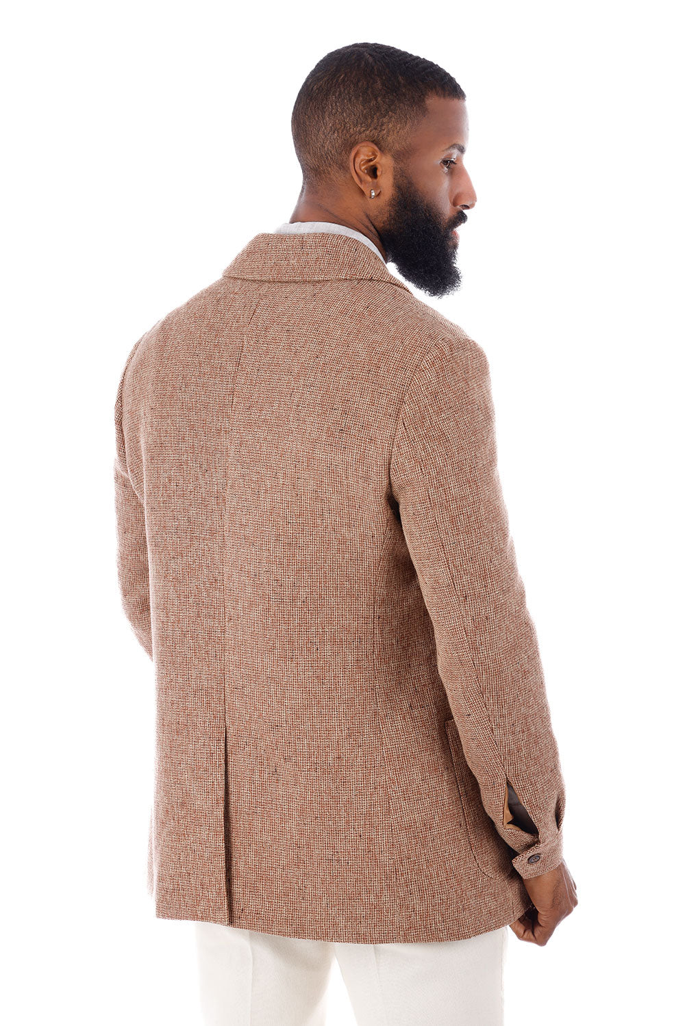 Barabas Men's Wool Texture Polo Collar Blazer 4BL33 Brown