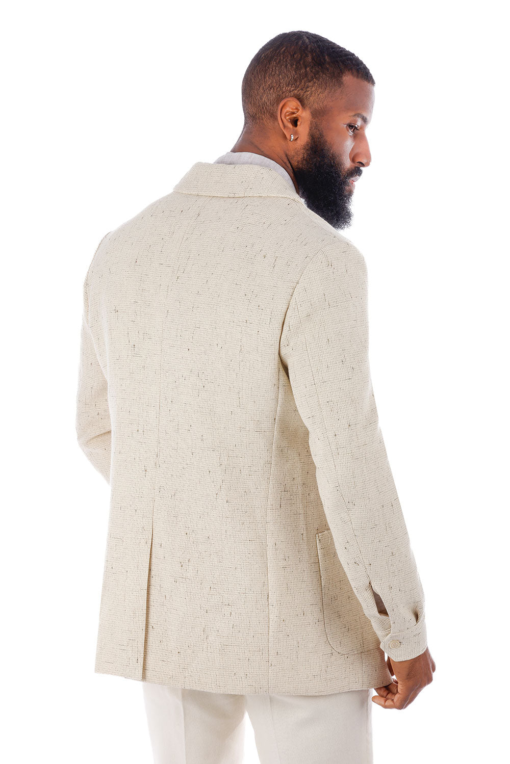 Barabas Men's Wool Texture Polo Collar Blazer 4BL33 Cream