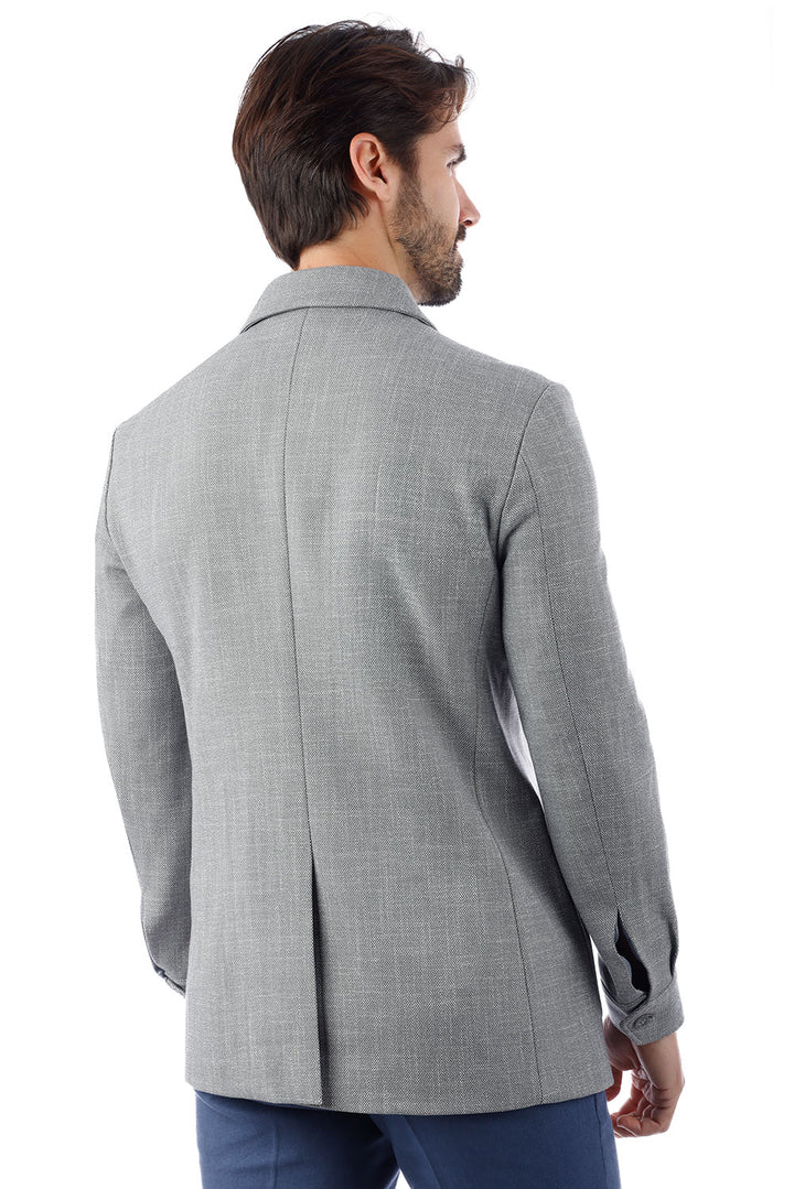 Barabas Men's Wool Texture Polo Collar Blazer 4BL33 Grey