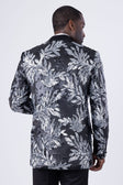 BARABAS Men's Floral Baroque Sequins Luxury Prom Blazer 4BL39 #Color_Black Silver