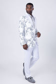 BARABAS Men's Floral Baroque Sequins Luxury Prom Blazer 4BL39 #Color_White Silver