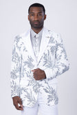 BARABAS Men's Floral Baroque Sequins Luxury Prom Blazer 4BL39 #Color_White Silver
