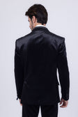 Barabas Men's Velvet Solid Color Shine Luxury Blazer 4BL40 #Color_Black