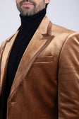 Barabas Men's Velvet Solid Color Shine Luxury Blazer 4BL40 #Color_Coffee