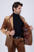Barabas Men's Velvet Solid Color Shine Luxury Blazer 4BL40 #Color_Coffee