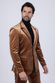 Barabas Men's Velvet Solid Color Shine Luxury Blazer 4BL40 #Color_Coffee