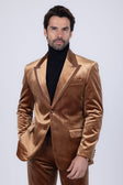 Barabas Men's Velvet Solid Color Shine Luxury Blazer 4BL40 #Color_Coffee