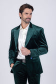 Barabas Men's Velvet Solid Color Shine Luxury Blazer 4BL40 #Color_Green