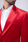 Barabas Men's Velvet Solid Color Shine Luxury Blazer 4BL40 #Color_Red