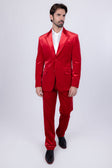 Barabas Men's Velvet Solid Color Shine Luxury Blazer 4BL40 #Color_Red
