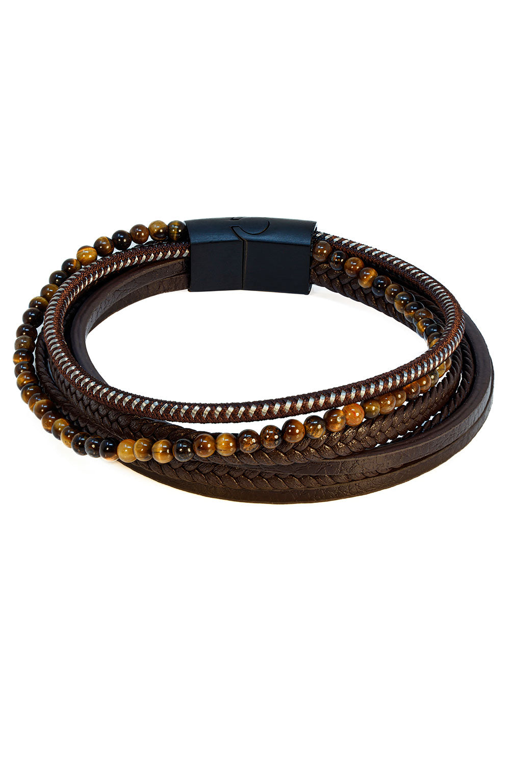 Barabas Unisex Rope Multi-Layer Braided Leather Bracelets 4BMS10 Coffee