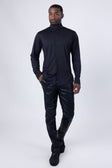 Barabas Men's Turtleneck Rhinestones Collar Long Sleeve Shirts 4BR411 #Color_Black Black