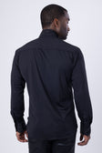 Barabas Men's Turtleneck Rhinestones Collar Long Sleeve Shirts 4BR411 #Color_Black Black