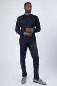 Barabas Men's Turtleneck Rhinestones Collar Long Sleeve Shirts 4BR411 #Color_Black Silver