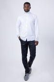 Barabas Men's Turtleneck Rhinestones Collar Long Sleeve Shirts 4BR411 #Color_White Silver