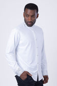 Barabas Men's Turtleneck Rhinestones Collar Long Sleeve Shirts 4BR411 #Color_White Silver