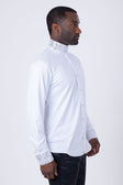 Barabas Men's Turtleneck Rhinestones Collar Long Sleeve Shirts 4BR411 #Color_White Silver