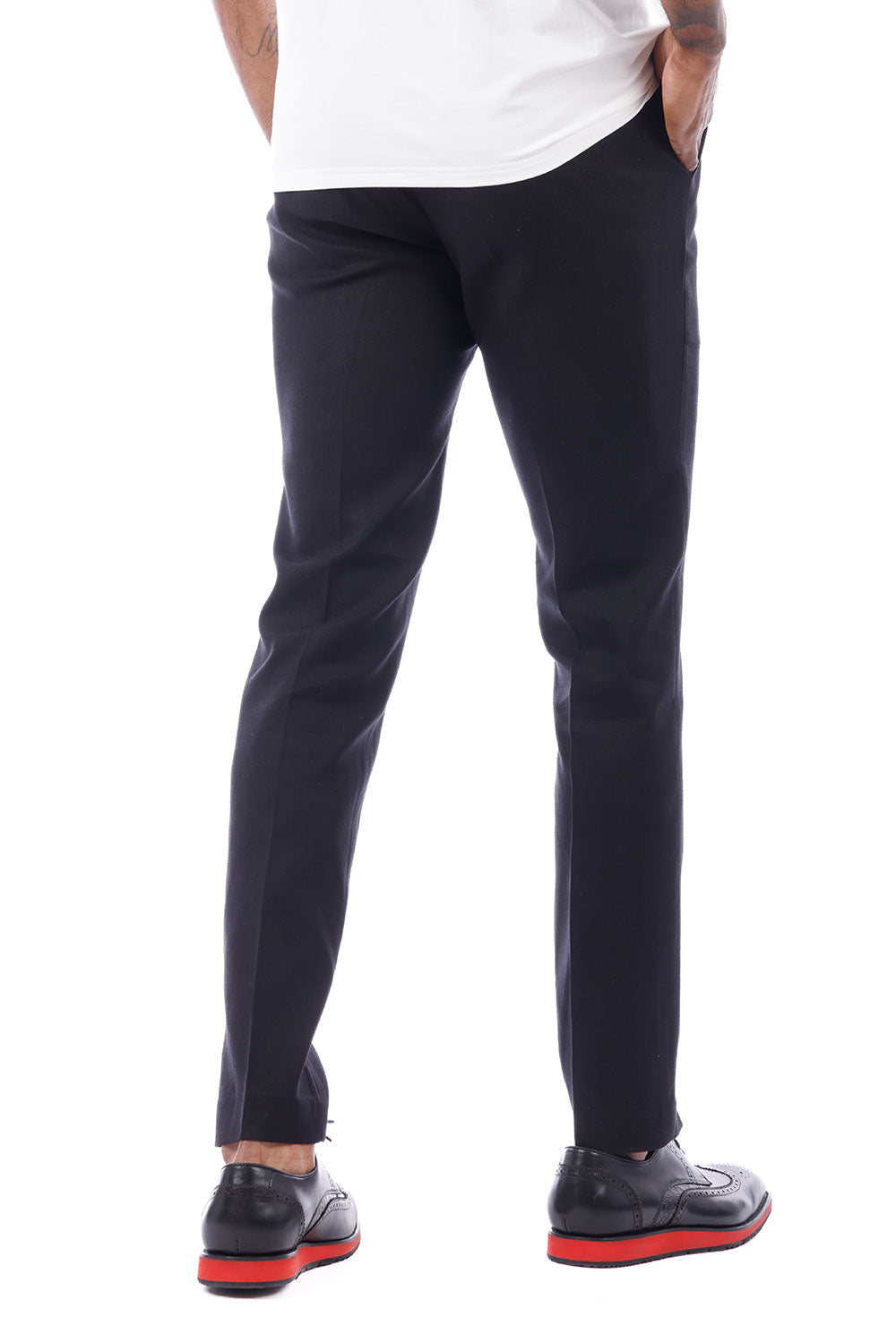 Barabas Men's Adjustable Waistband Drawstring Linen Pants 4CP30 Black