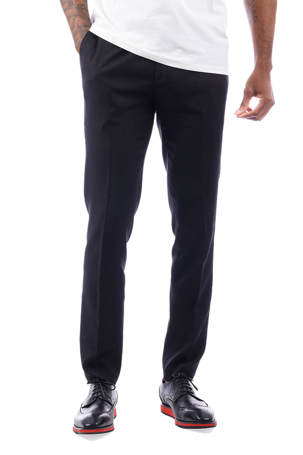 Barabas Men's Adjustable Waistband Drawstring Linen Pants 4CP30 Black