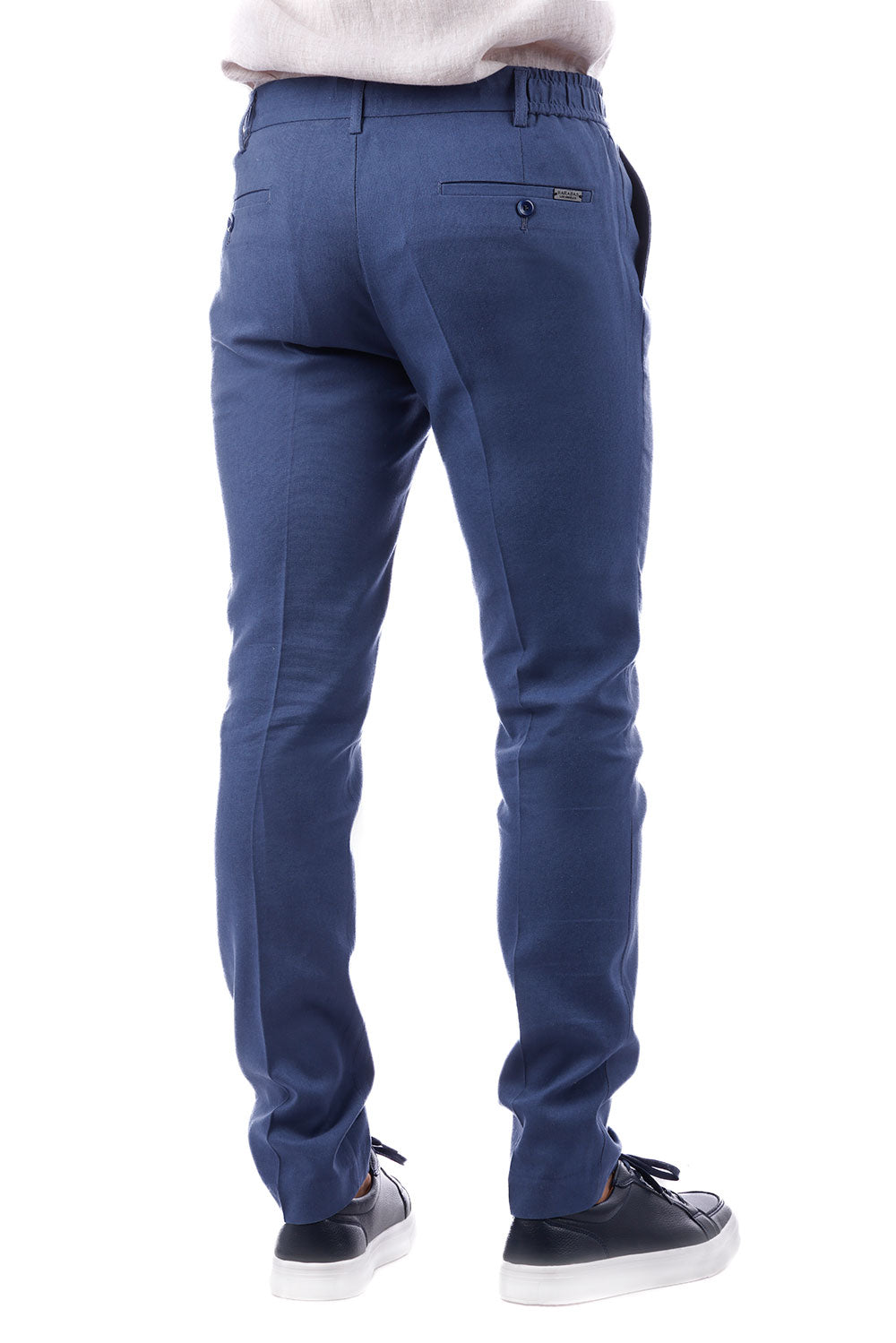 Barabas Men's Adjustable Waistband Drawstring Linen Pants 4CP30 Blue