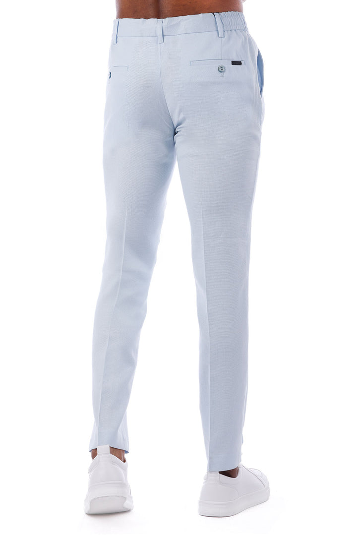 Barabas Men's Adjustable Waistband Drawstring Linen Pants 4CP30 Light Blue