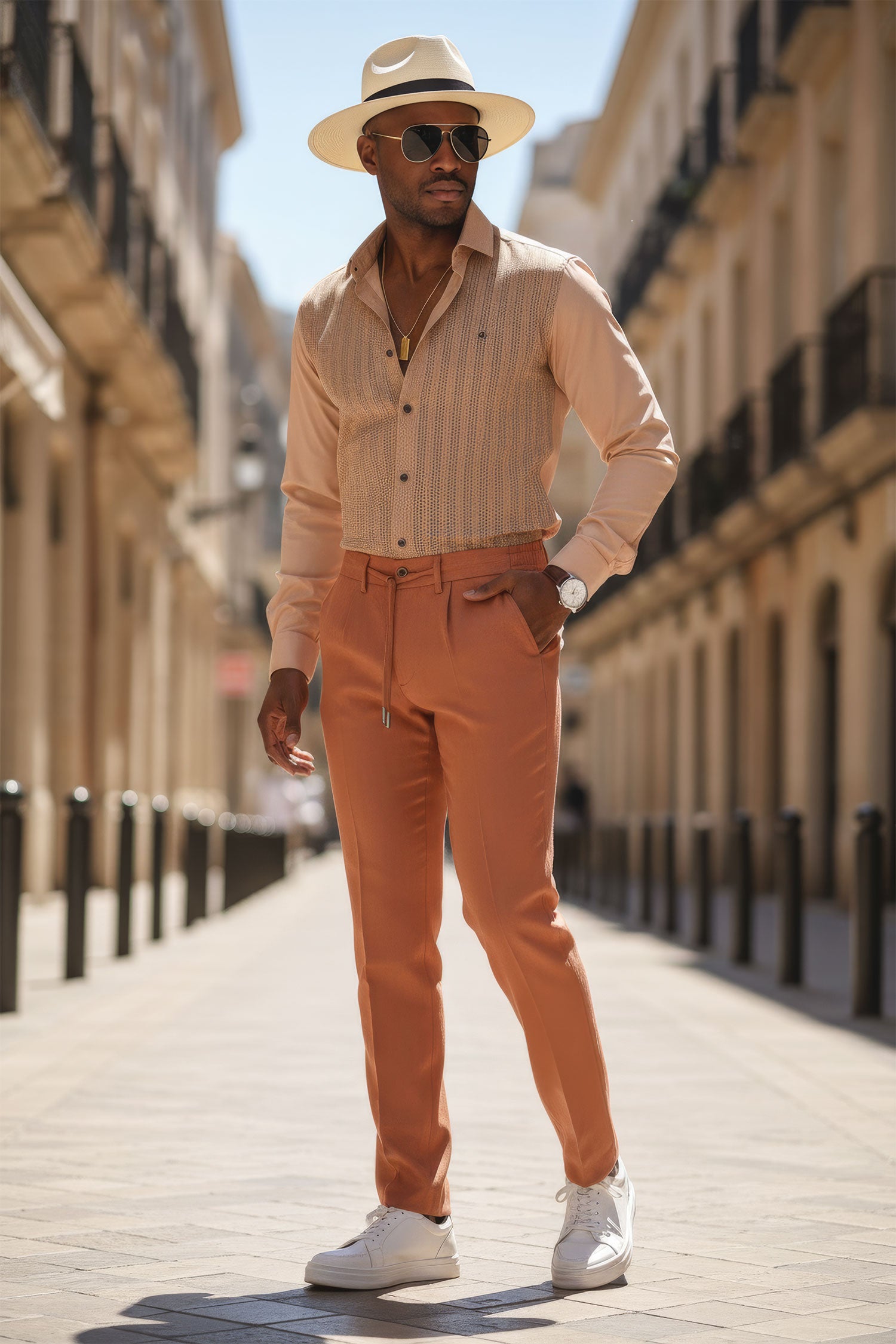 Barabas Men's Adjustable Waistband Drawstring Linen Pants 4CP30 Taupe
