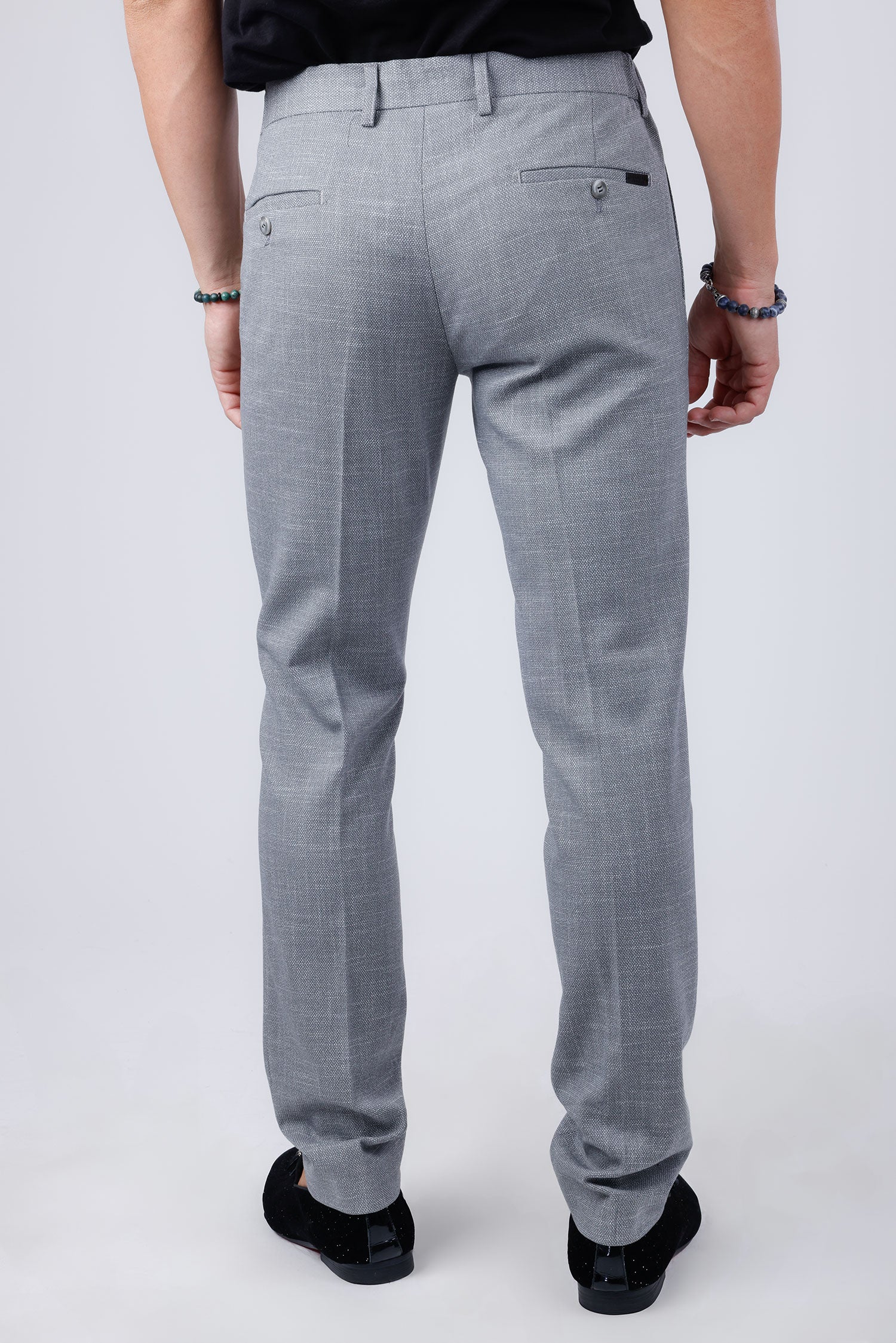 Barabas Men's Wool Texture Stretch Waist Dress Pants 4CP33 Silver