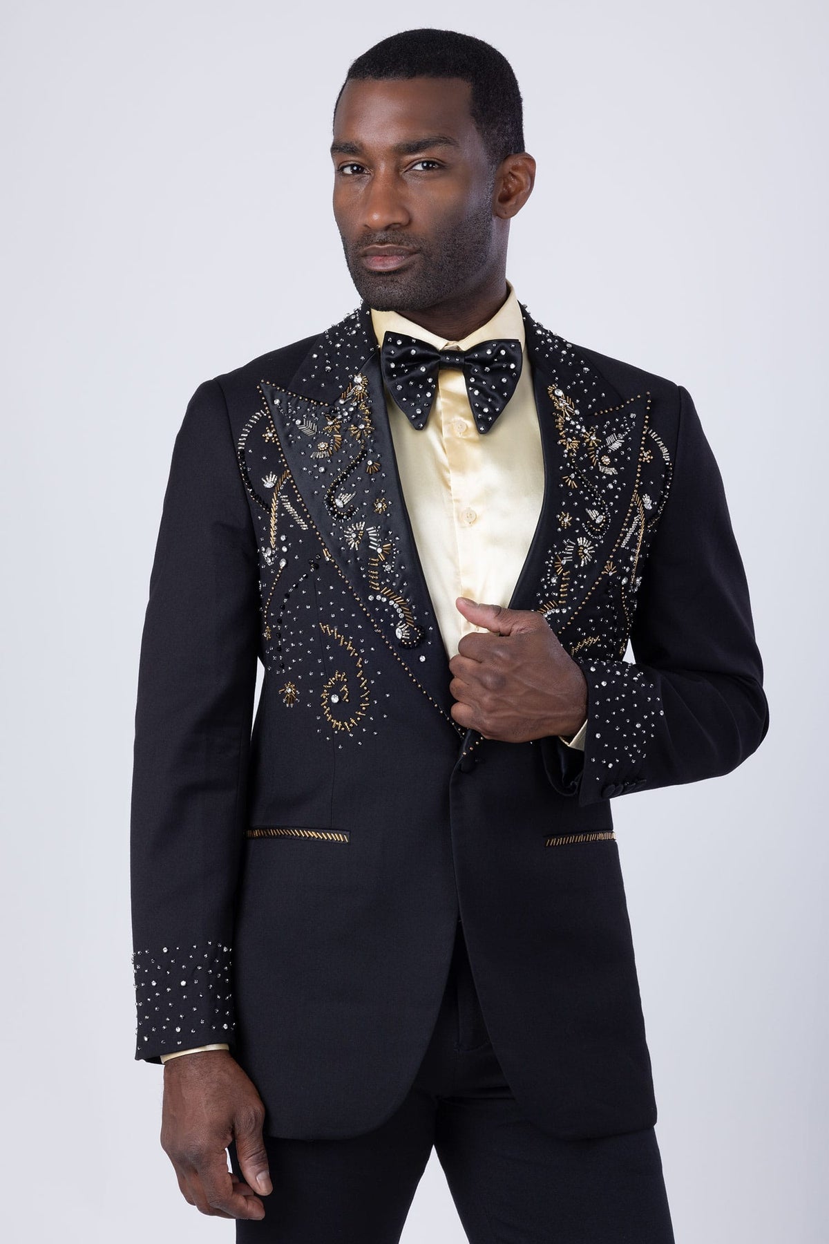 Men Rhinestone Track Suits Barabas Men's Rhinestone Floral Pattern Peak Lapel Suit 4SU20