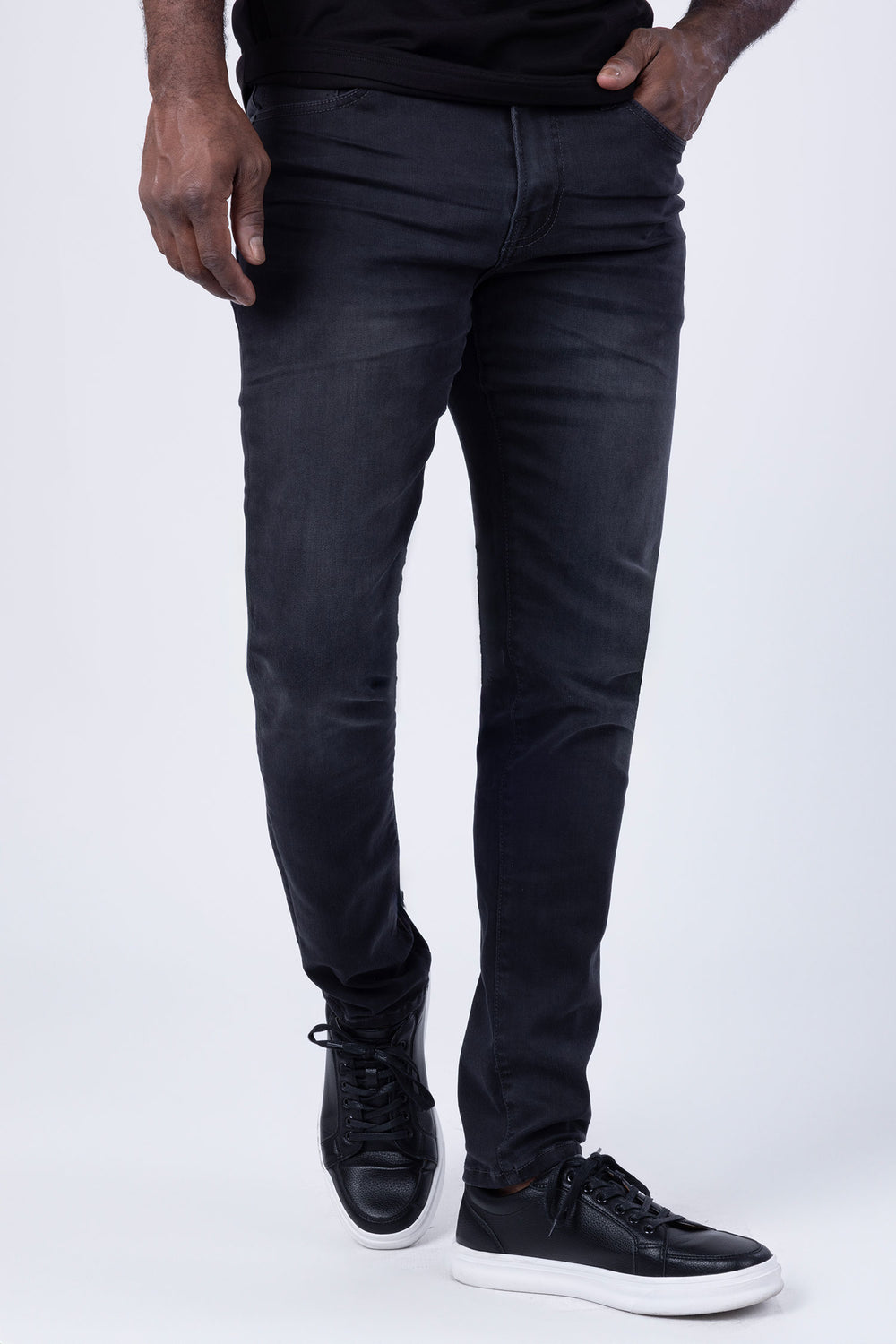 Barabas Men's Solid Color Mid-Rise Slim-Fit Denim Jeans 4JE13 Charcoal