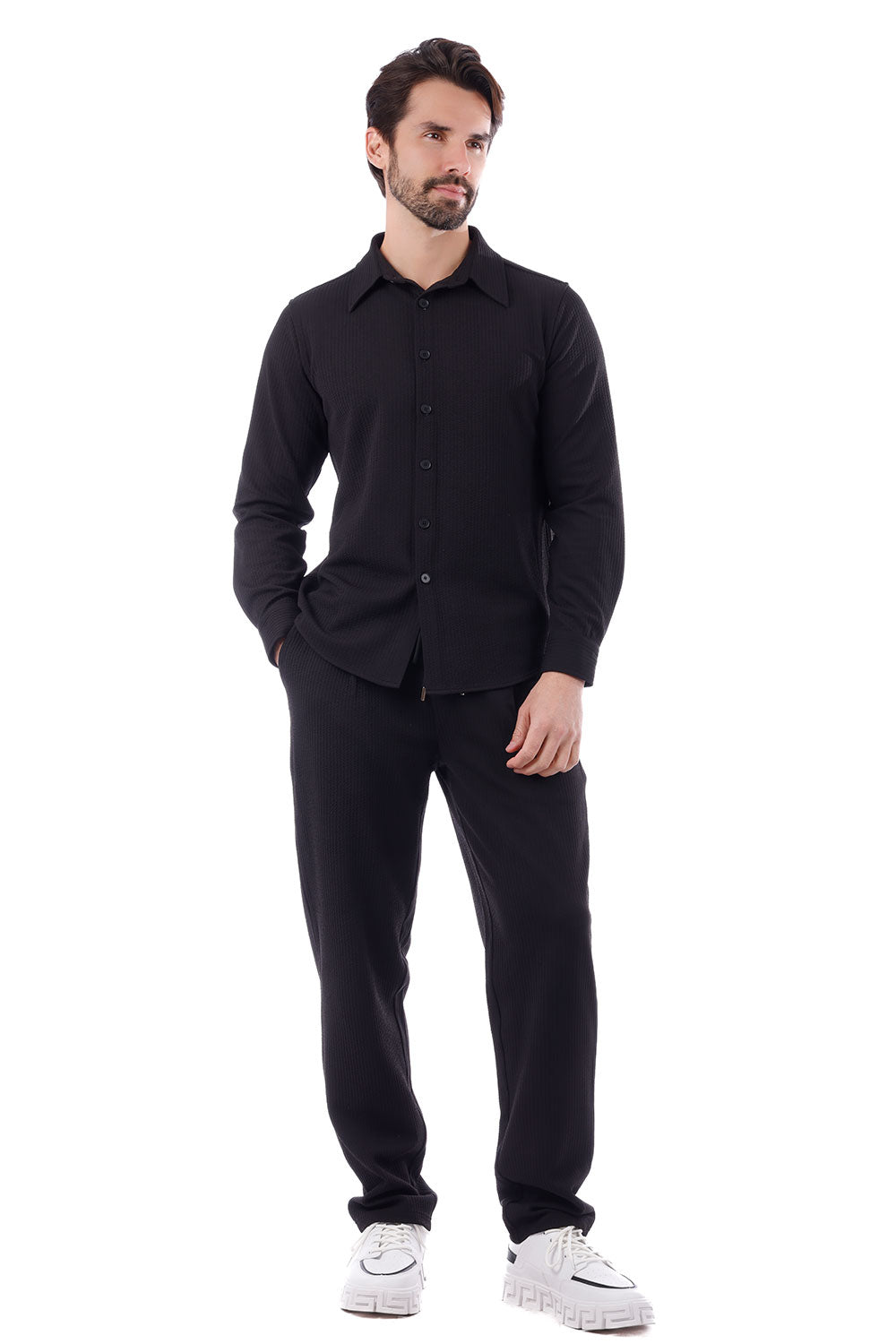 BARABAS Men's Loungewear Stretch Leisure 2-piece set 4JJ24 Black