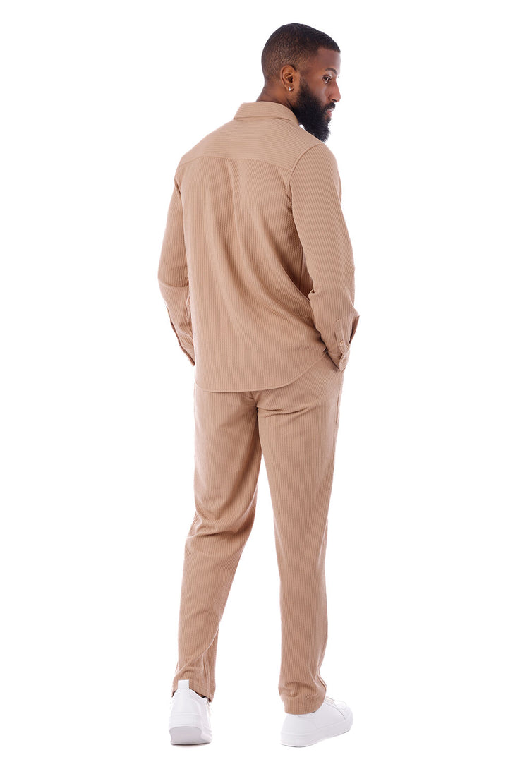 BARABAS Men's Loungewear Stretch Leisure 2-piece set 4JJ24 Camel