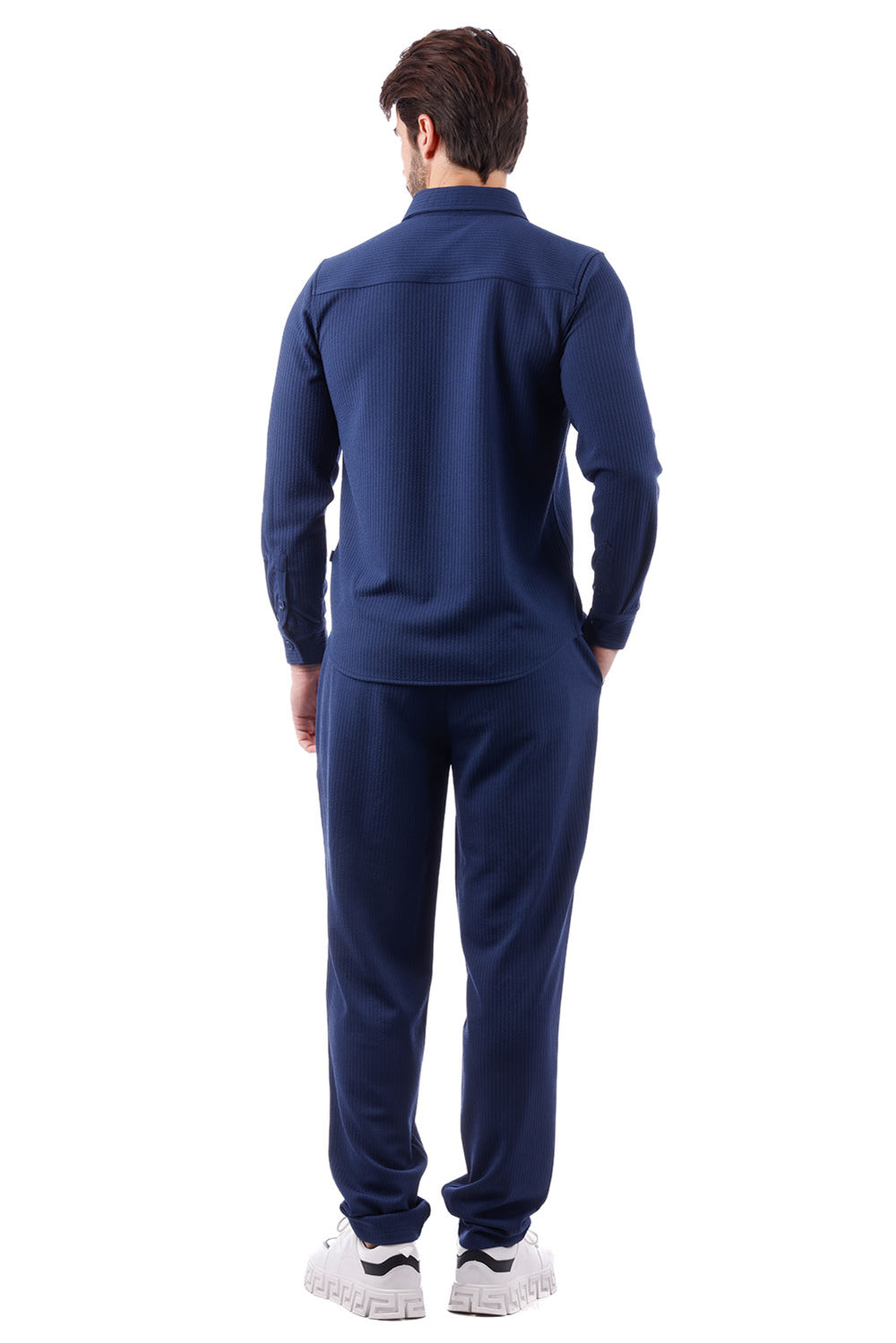 BARABAS Men's Solid Color Loungewear Stretch Leisure Suits 4JJ24 Navy