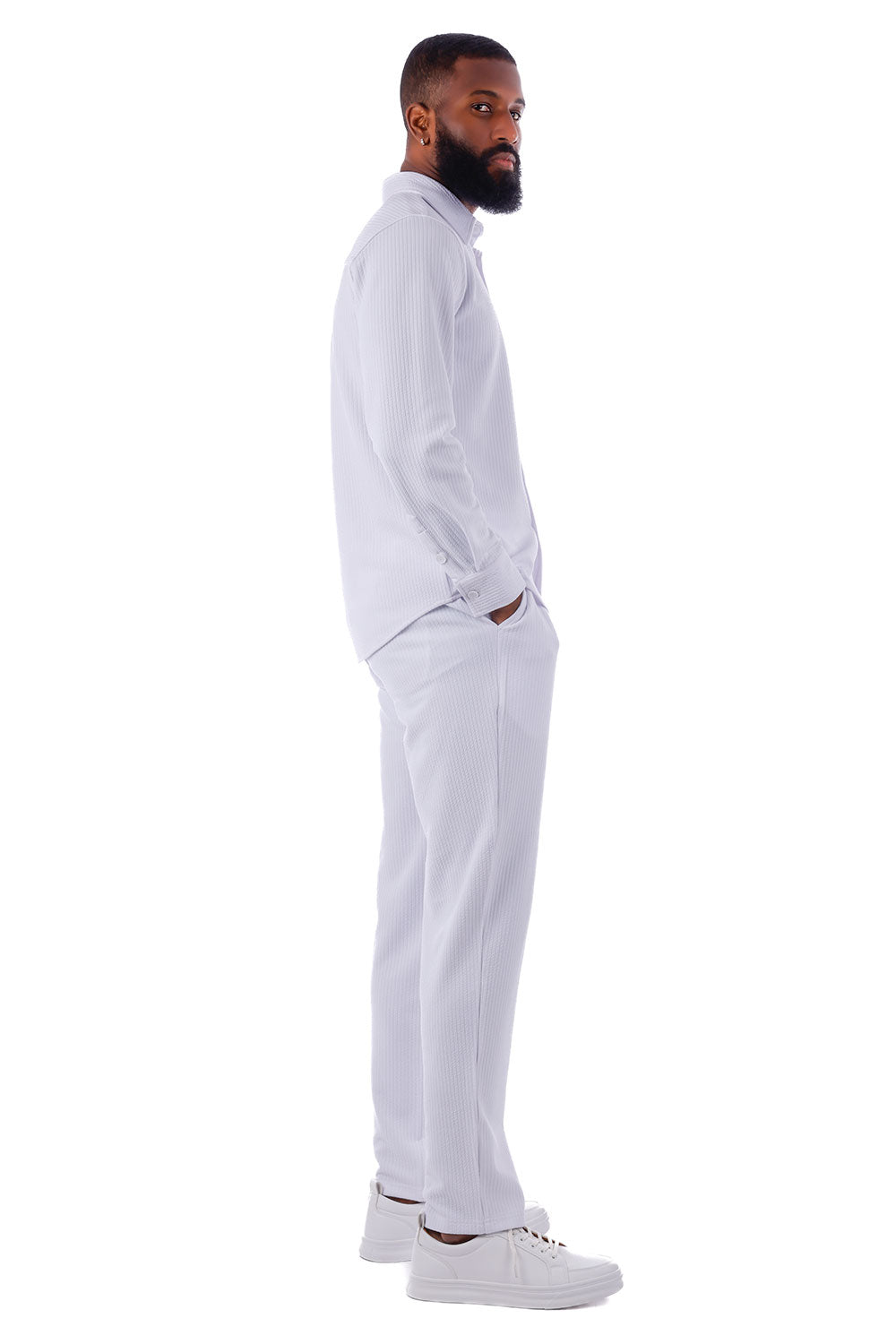 BARABAS Men's Loungewear Stretch Leisure 2-piece set 4JJ24 White