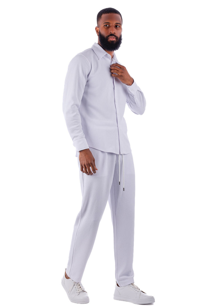 BARABAS Men's Loungewear Stretch Leisure 2-piece set 4JJ24 White