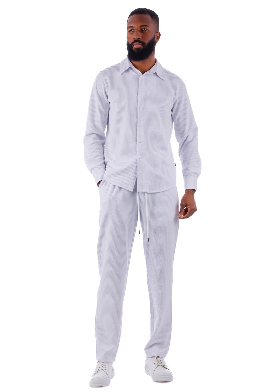 BARABAS Men's Loungewear Stretch Leisure 2-piece set 4JJ24 White