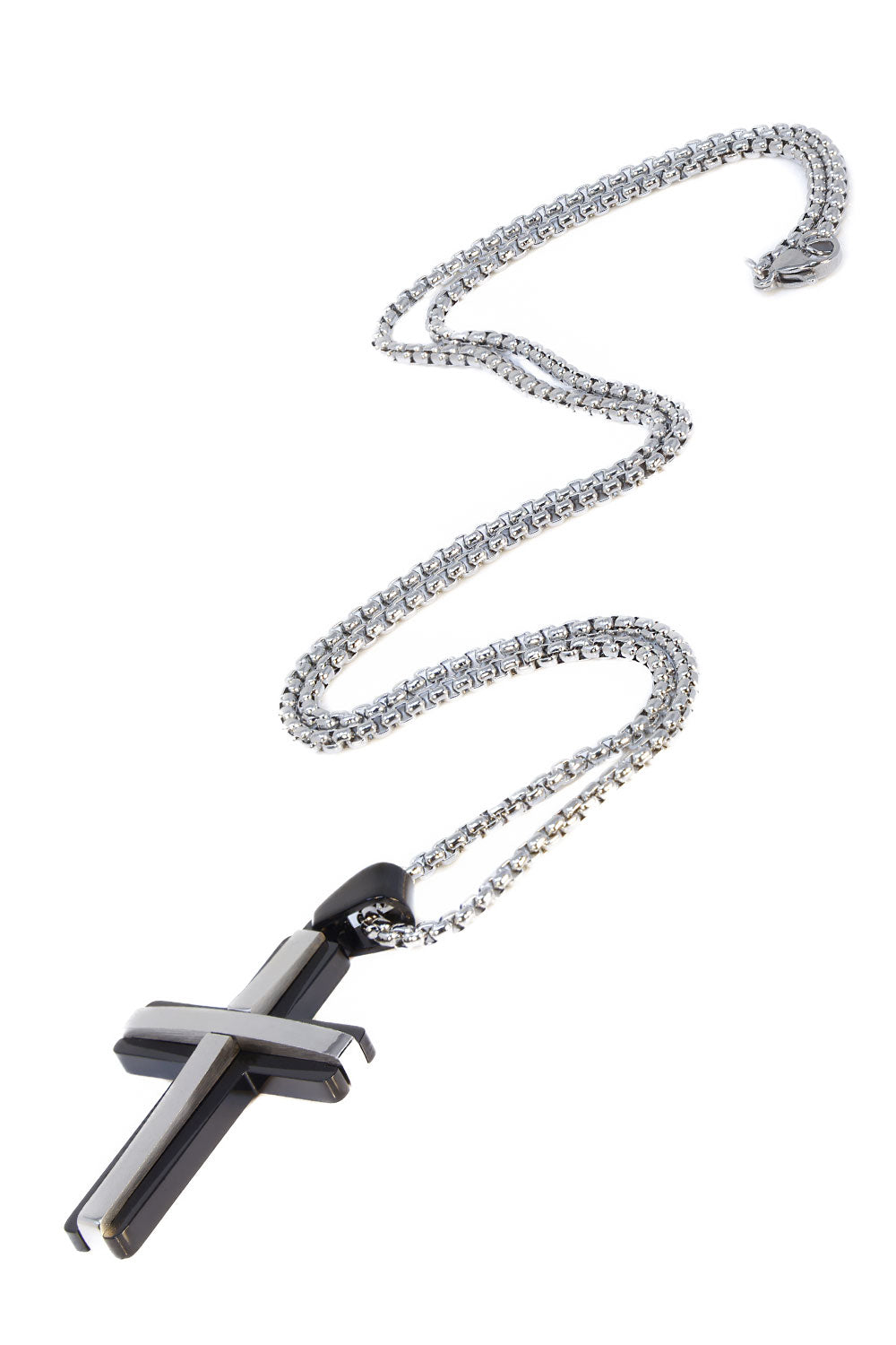 Barabas Unisex Stainless Steel Black Cross Pendant Necklace 4NK04