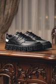 Barabas Men's Premium Greek Key Pattern Walking Sneakers 4SK03 #Color_Black