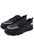 Barabas Men's Premium Greek Key Pattern Walking Sneakers 4SK03 #Color_Black