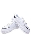 Barabas Men's Premium Greek Key Pattern Walking Sneakers 4SK03 #Color_White