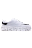 Barabas Men's Premium Greek Key Pattern Walking Sneakers 4SK03 #Color_White
