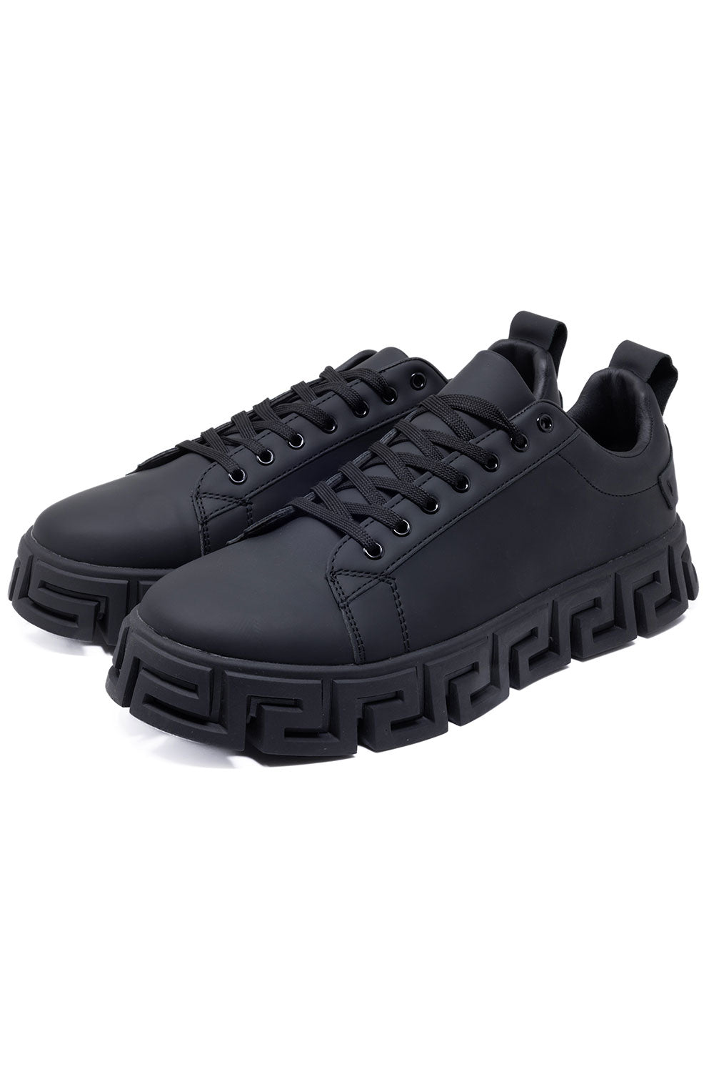 Barabas Men's Premium Greek Key Pattern Sole Sneakers 4SK06 Black