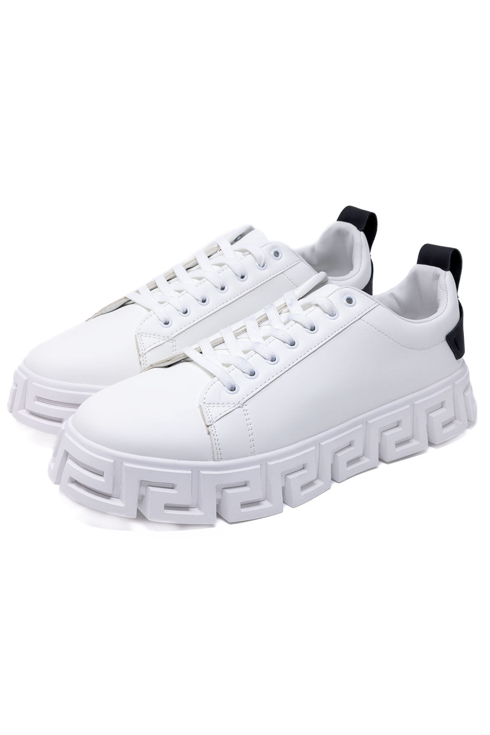 Barabas Men's Greek Key Sole Pattern Premium Sneakers 4SK06 White