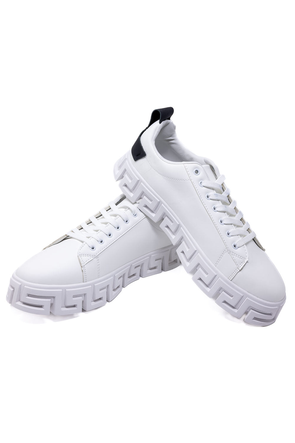 Barabas Men's Greek Key Sole Pattern Premium Sneakers 4SK06 White