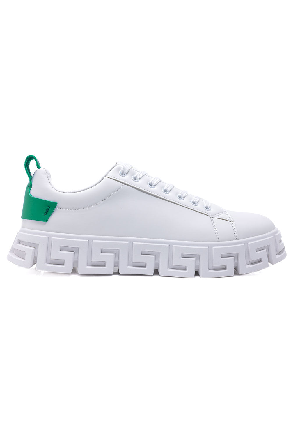 Barabas Men's Greek Key Sole Pattern Premium Sneakers 4SK06 White green