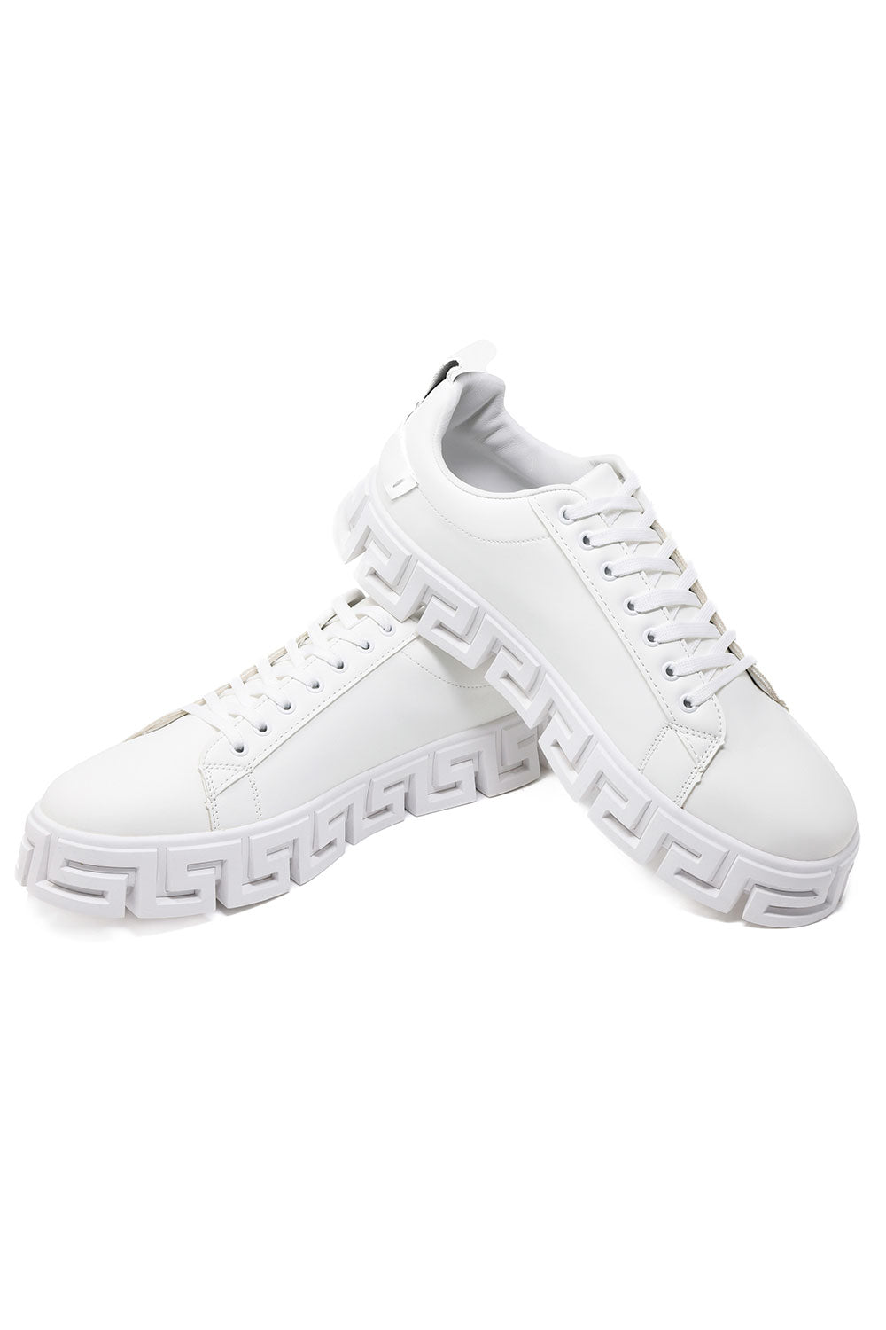 Barabas Men's Greek Key Sole Pattern Premium Sneakers 4SK06 White