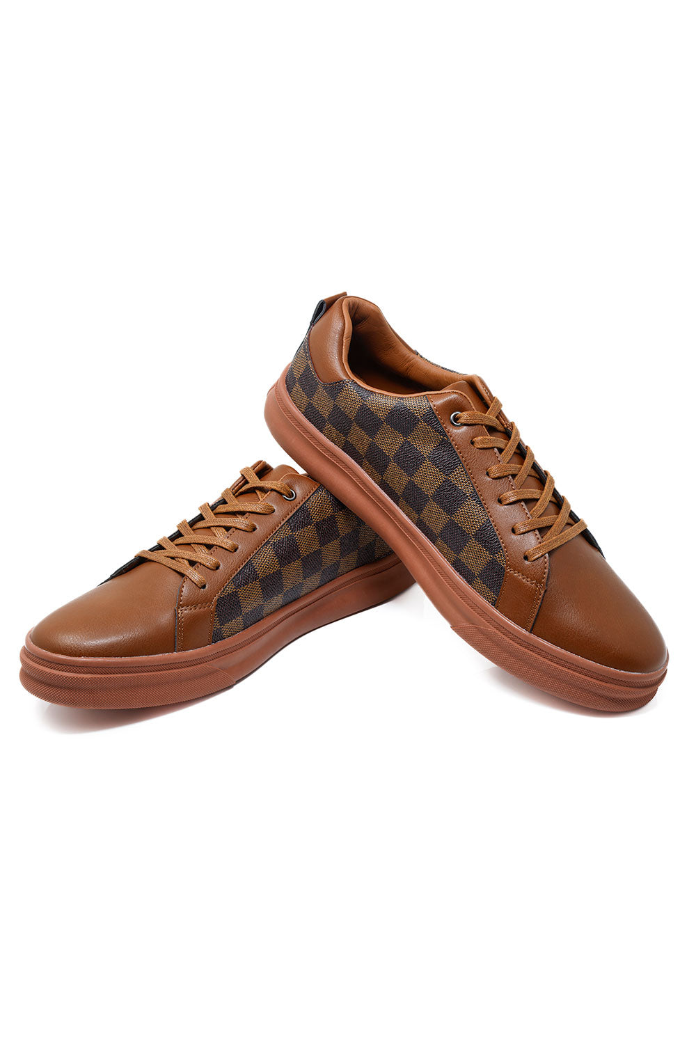 Barabas Men's Premium Checkered Running Sneakers Low Cut 4SK08 Brown